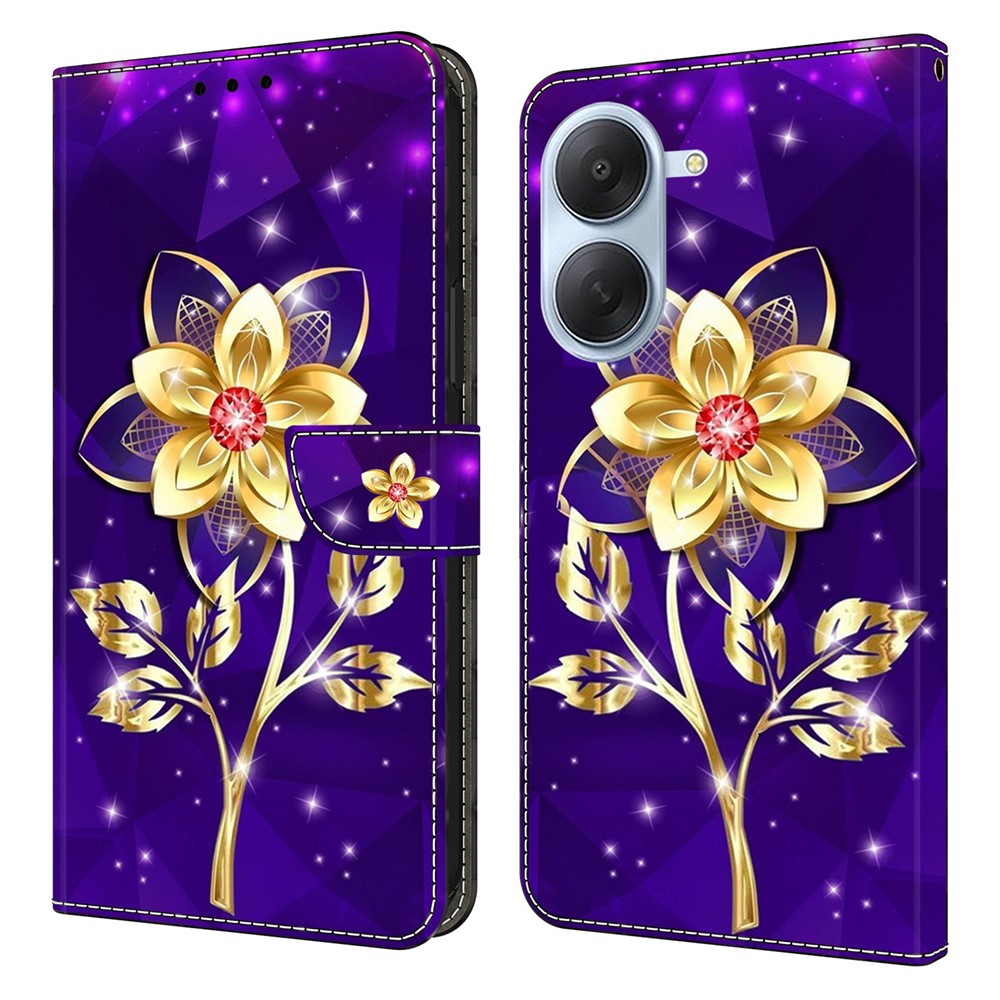 Pungetui til Xiaomi Redmi A7 4G, mønsterprint, PU-læder, flip-stander, telefoncover