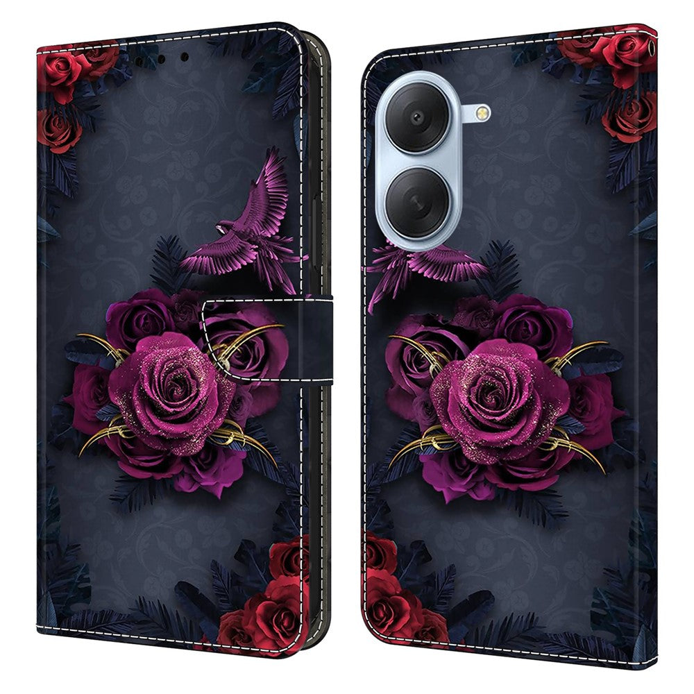 Pungetui til Xiaomi Redmi A7 4G, mønsterprint, PU-læder, flip-stander, telefoncover