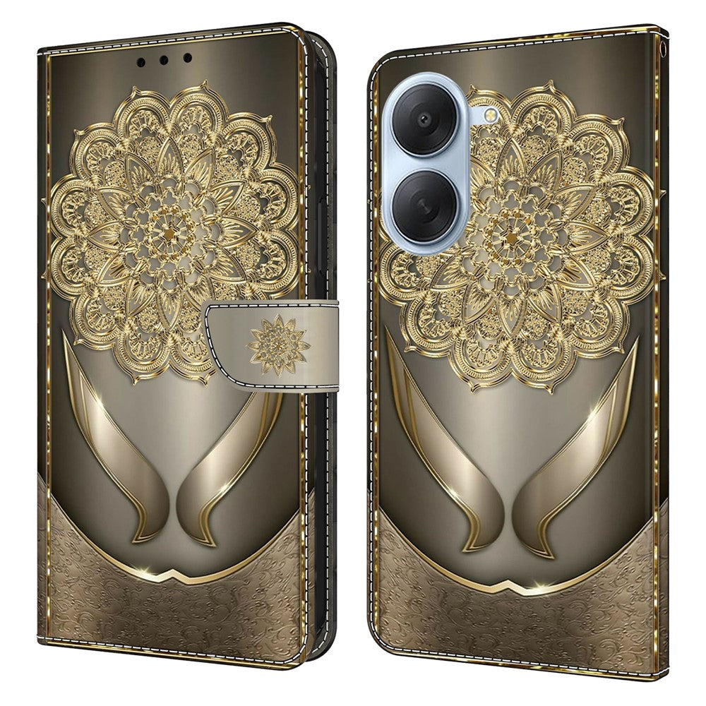 Pungetui til Xiaomi Redmi A7 4G, mønsterprint, PU-læder, flip-stander, telefoncover