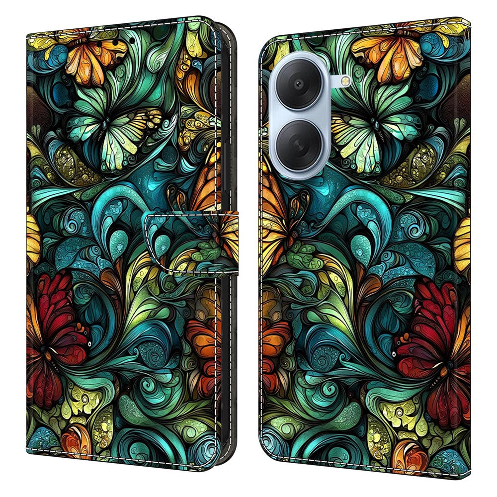 Pungetui til Xiaomi Redmi A7 4G, mønsterprint, PU-læder, flip-stander, telefoncover