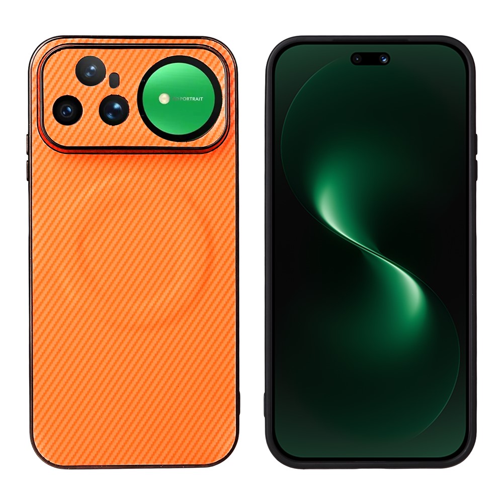 Huawei Nova 15 Ultra 5G-skal, kolfiberstruktur, läderbelagt TPU PC-mobilskal med metallring för magnetiskt bilfäste