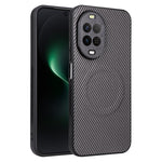 Huawei Nova 15 5G-skal, kolfiberstruktur, läderbelagt TPU PC-mobilskal med metallring för magnetiskt bilfäste