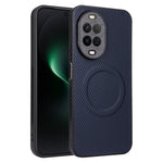Huawei Nova 15 5G-cover med kulfiberstruktur, læderbelagt TPU-PC-mobilcover med metalring til magnetisk bilholder