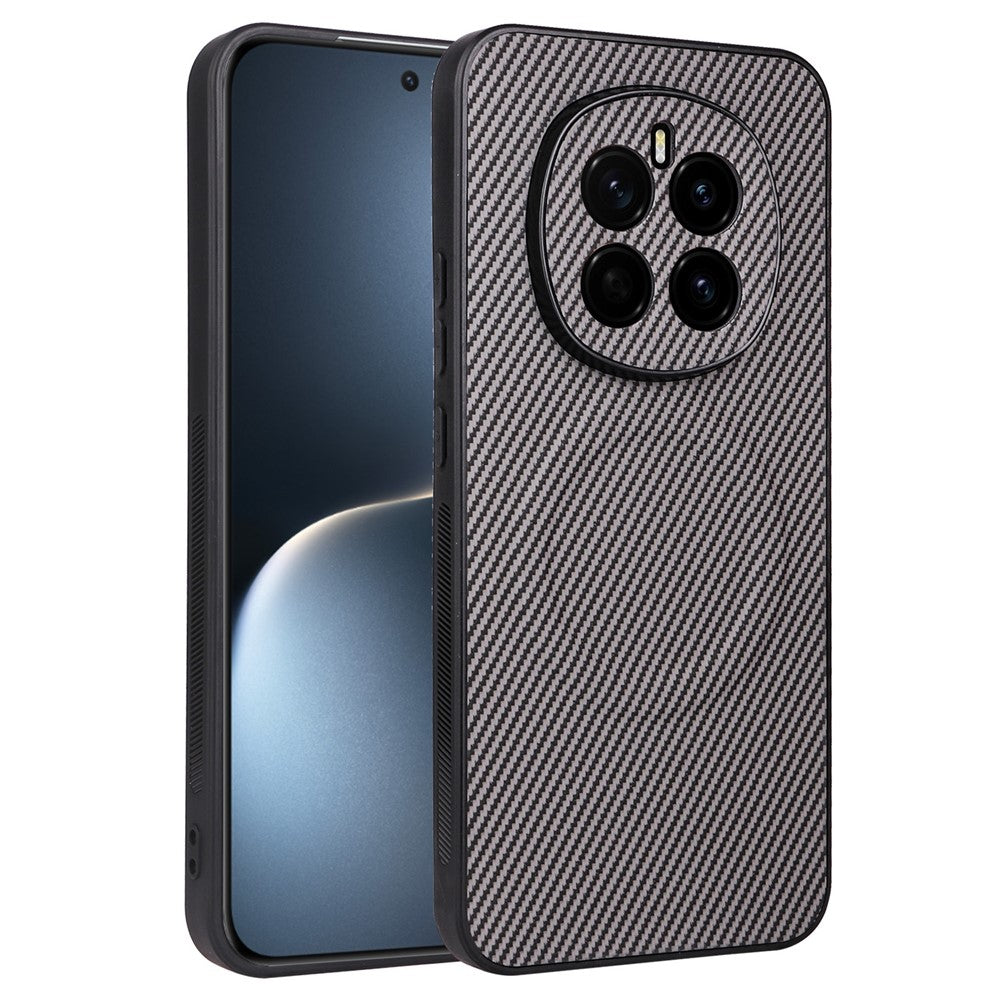 For Honor Magic7 5G Case Carbon Fiber Texture Leather Coated TPU PC Phone Cover with Metal Ring for Magnetic Car Mount
