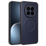 For Honor Magic7 5G Case Carbon Fiber Texture Leather Coated TPU PC Phone Cover with Metal Ring for Magnetic Car Mount