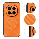 For Honor Magic7 Pro 5G Case Carbon Fiber Texture Leather Coated TPU PC Phone Cover with Metal Ring for Magnetic Car Mount