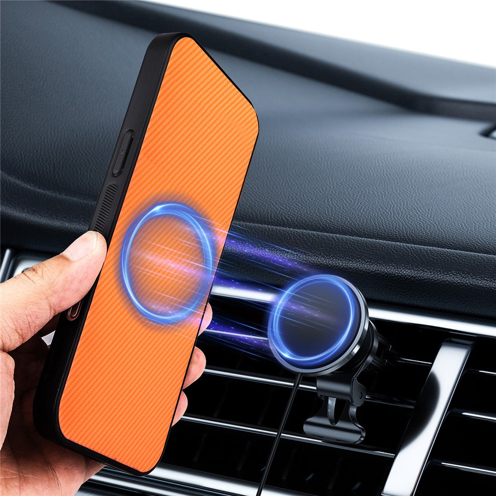 For Honor X60 5G  /  X9c Smart 5G Case Carbon Fiber Texture Leather Coated TPU PC Phone Cover with Metal Ring for Magnetic Car Mount
