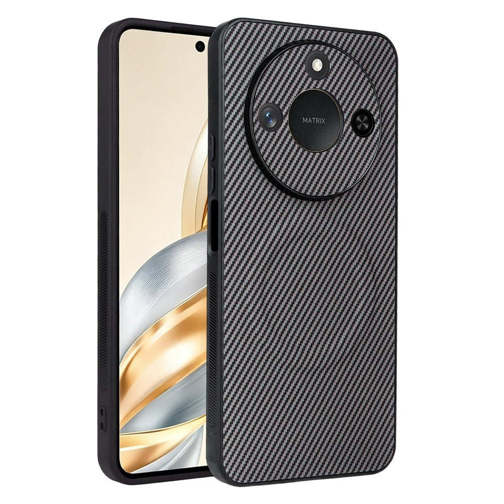 For Honor X60 5G  /  X9c Smart 5G Case Carbon Fiber Texture Leather Coated TPU PC Phone Cover with Metal Ring for Magnetic Car Mount