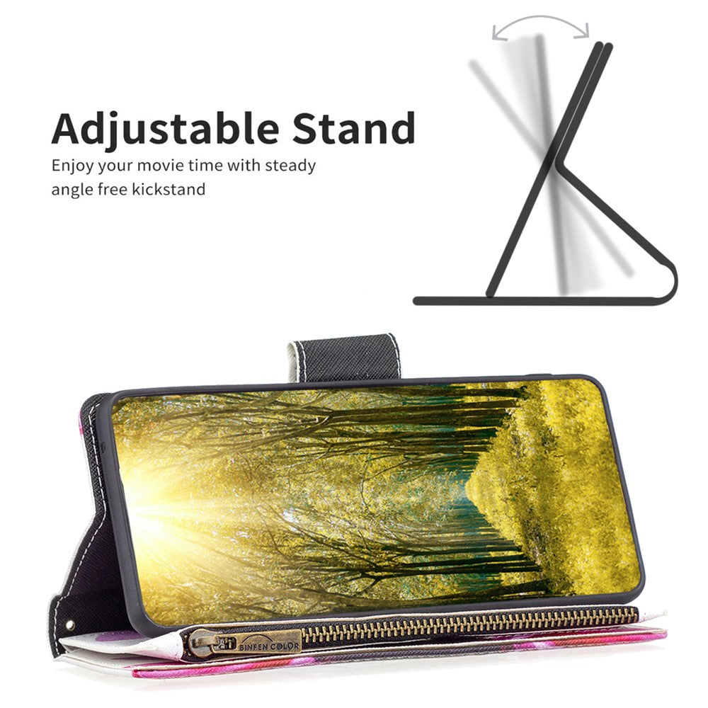 For Samsung Galaxy A34 5G Leather Case with Strap Pattern Printing Zipper Wallet Phone Stand Cover