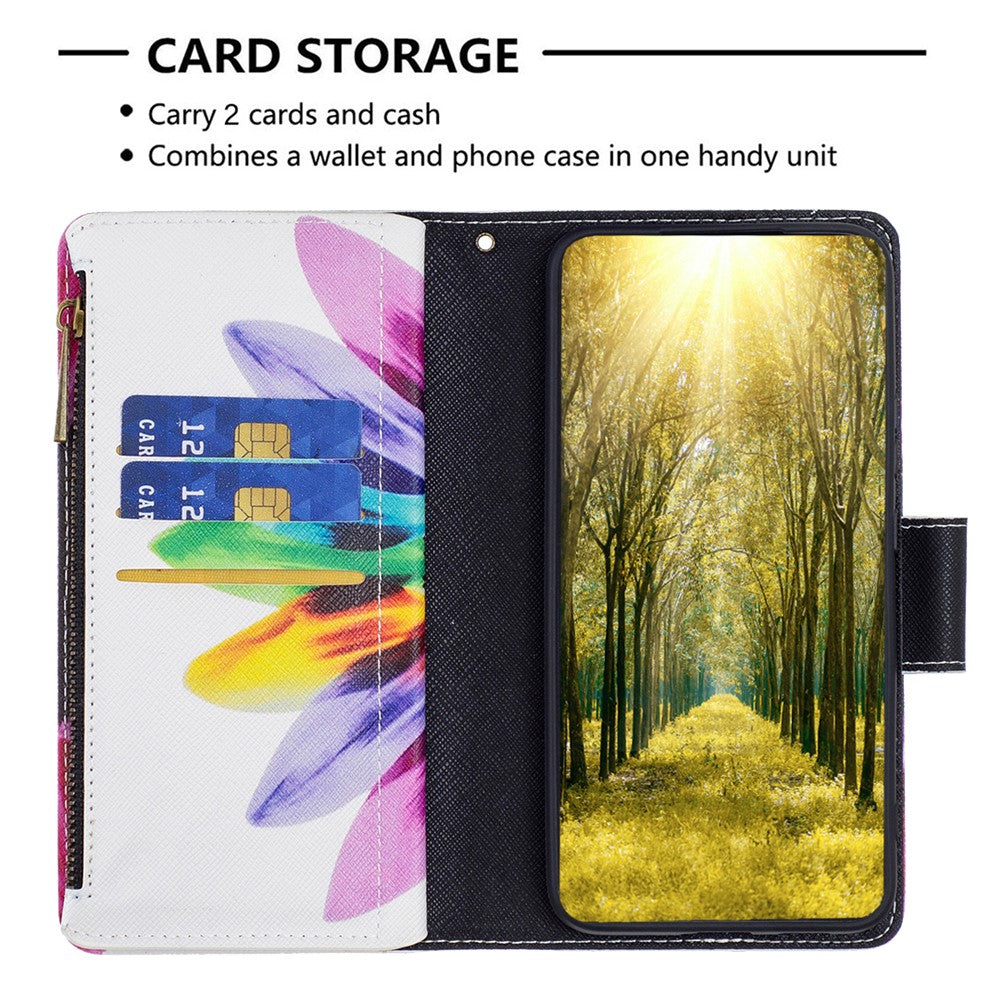 For Samsung Galaxy A34 5G Leather Case with Strap Pattern Printing Zipper Wallet Phone Stand Cover