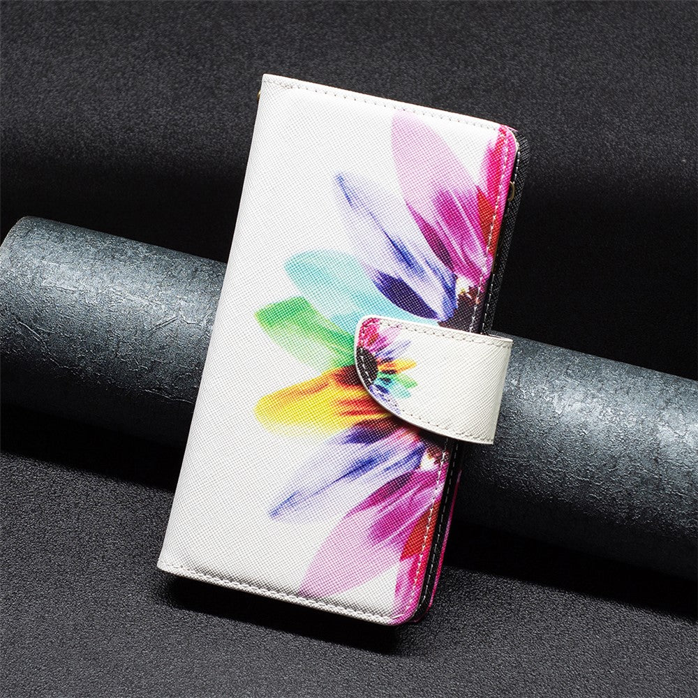 For Samsung Galaxy A34 5G Leather Case with Strap Pattern Printing Zipper Wallet Phone Stand Cover
