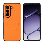 OnePlus Turbo 6X 5G / Realme P4x 5G-cover med kulfiberstruktur, læderbeklædt TPU-PC-mobilcover med metalring til magnetisk bilholder