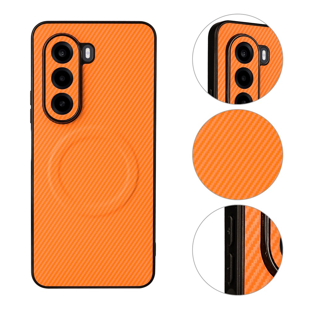 OnePlus Turbo 6X 5G / Realme P4x 5G-cover med kulfiberstruktur, læderbeklædt TPU-PC-mobilcover med metalring til magnetisk bilholder