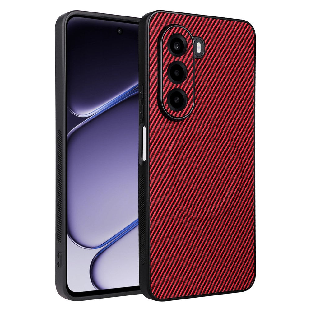 Til OnePlus Turbo 6X 5G / Realme P4x 5G cover, karbonfibertekstur, læderbelagt TPU PC telefoncover med metalring til magnetisk bilholder