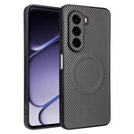 OnePlus Turbo 6X 5G / Realme P4x 5G-cover med kulfiberstruktur, læderbeklædt TPU-PC-mobilcover med metalring til magnetisk bilholder
