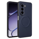 OnePlus Turbo 6X 5G / Realme P4x 5G-cover med kulfiberstruktur, læderbeklædt TPU-PC-mobilcover med metalring til magnetisk bilholder