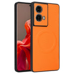 Motorola Moto G85 5G / S50 Neo 5G-skal, kolfiberstruktur, läderbelagt TPU PC-mobilskal med metallring för magnetiskt bilfäste