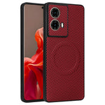 Motorola Moto G85 5G / S50 Neo 5G-skal, kolfiberstruktur, läderbelagt TPU PC-mobilskal med metallring för magnetiskt bilfäste