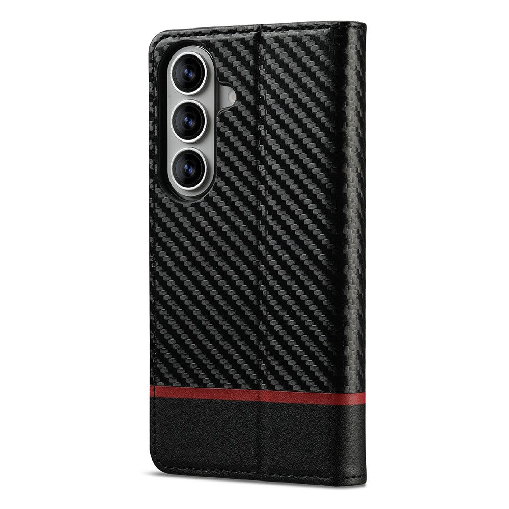 LC.IMEEKE Wallet Case for Samsung Galaxy A18 4G Carbon Fiber Texture Leather Phone Cover