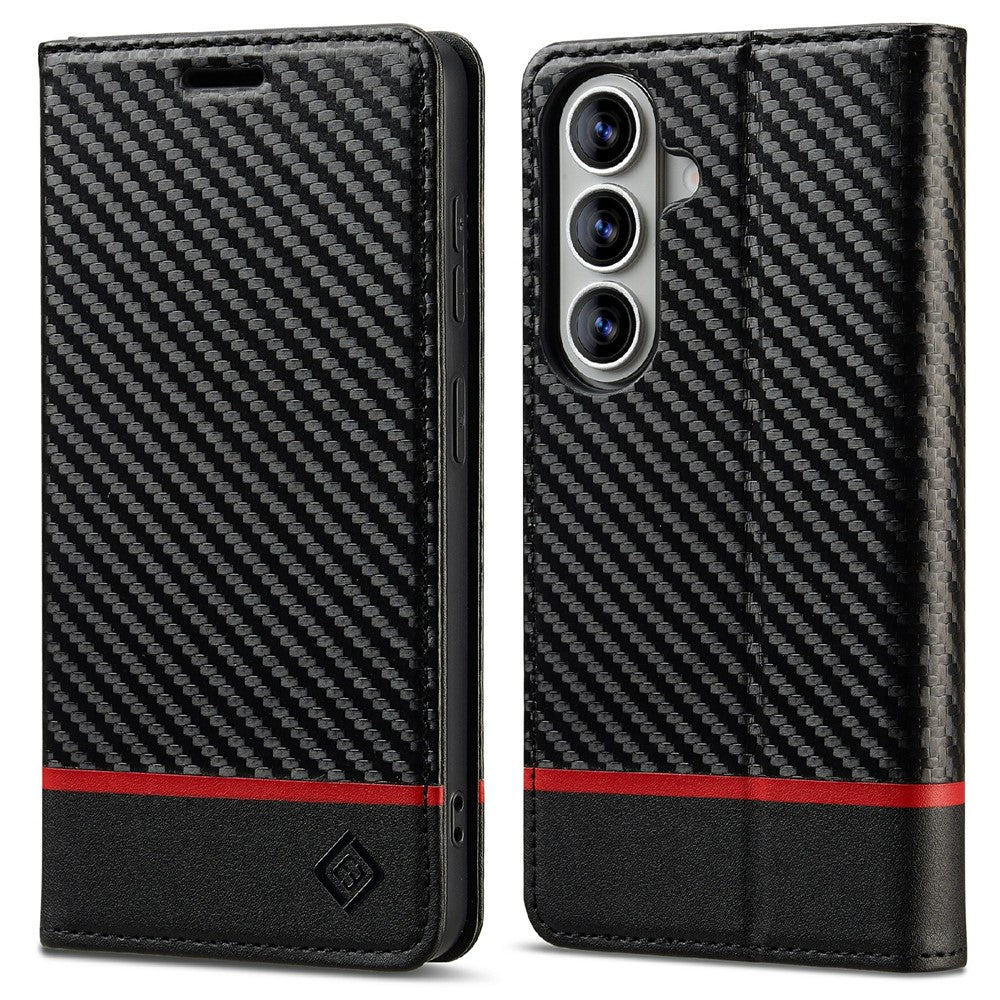 LC.IMEEKE Wallet Case for Samsung Galaxy A18 4G Carbon Fiber Texture Leather Phone Cover