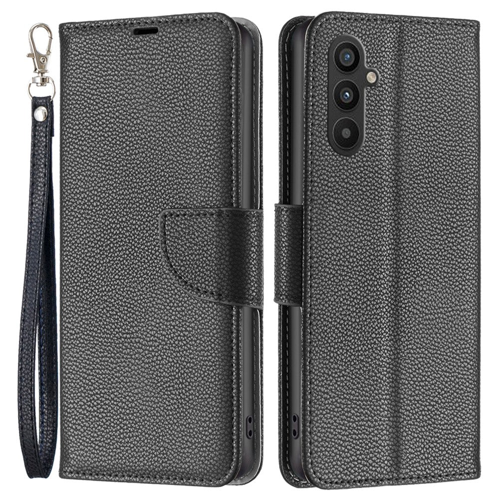 For Samsung Galaxy A34 5G Wallet Case Litchi Texture Flip Leather Mobile Cover Stand with Strap