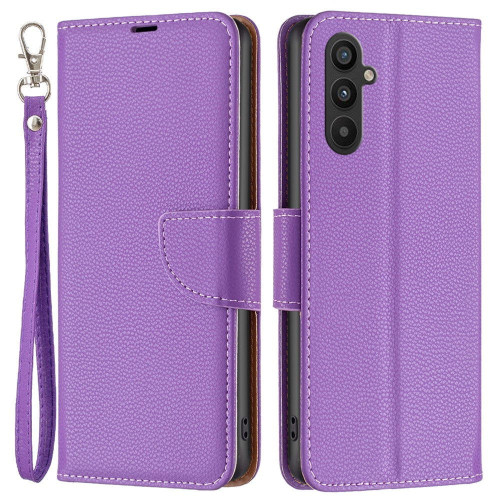 For Samsung Galaxy A34 5G Wallet Case Litchi Texture Flip Leather Mobile Cover Stand with Strap