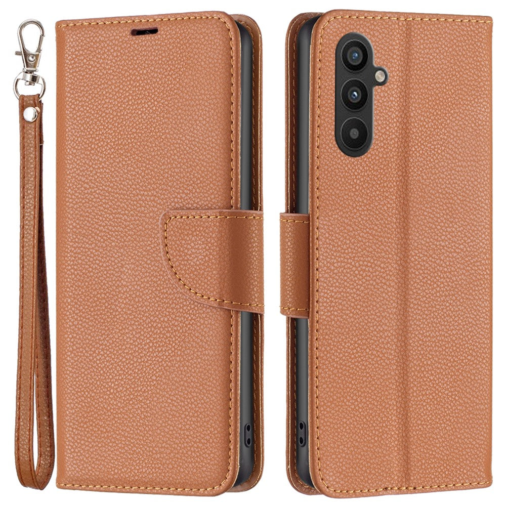 For Samsung Galaxy A34 5G Wallet Case Litchi Texture Flip Leather Mobile Cover Stand with Strap