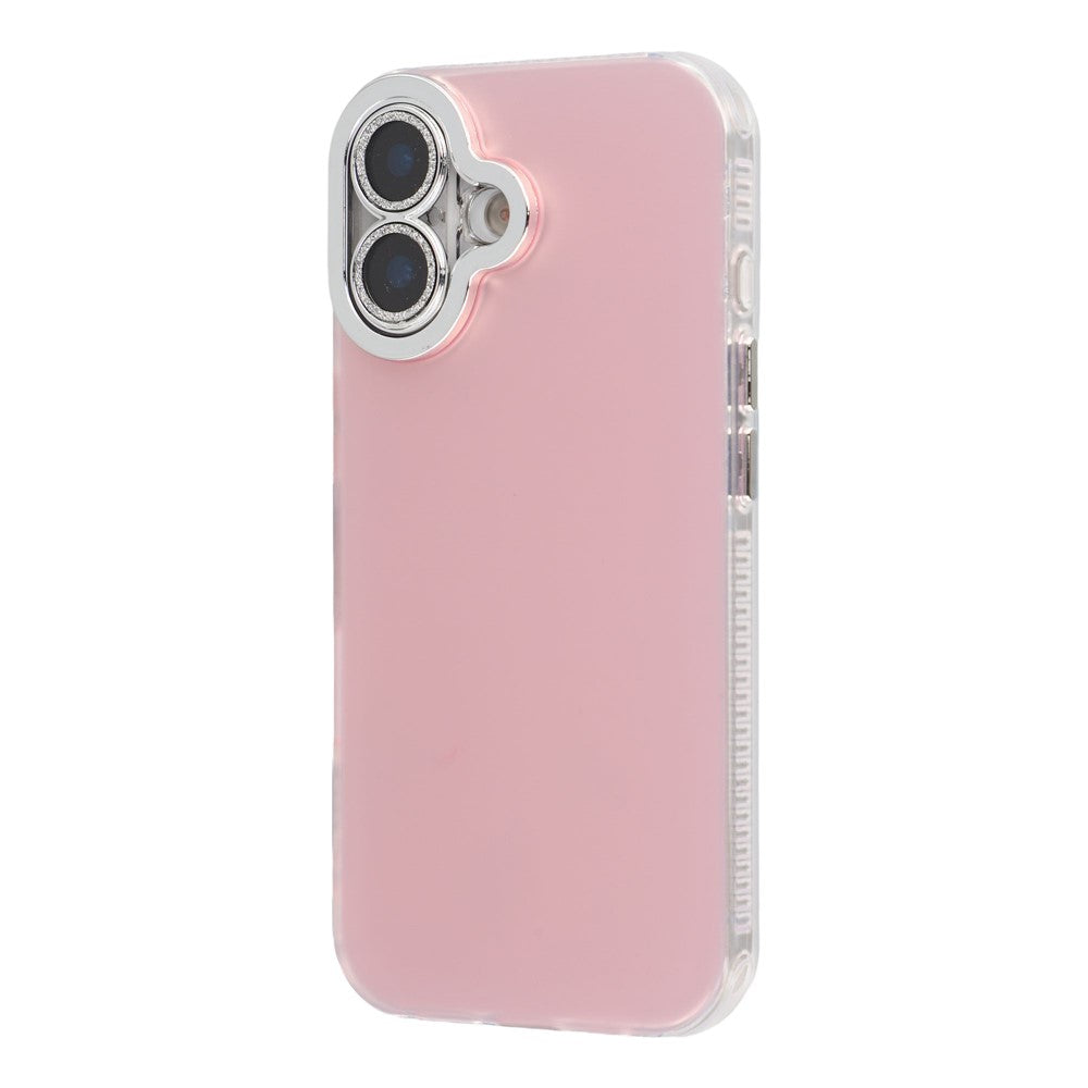 For iPhone 16 Plus Case PC + TPU IMD Phone Cover with Electroplated Camera Frame