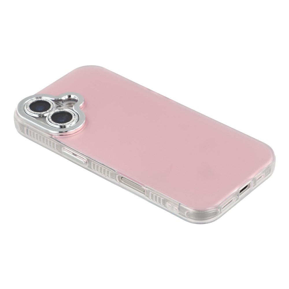 For iPhone 16 Plus Case PC + TPU IMD Phone Cover with Electroplated Camera Frame