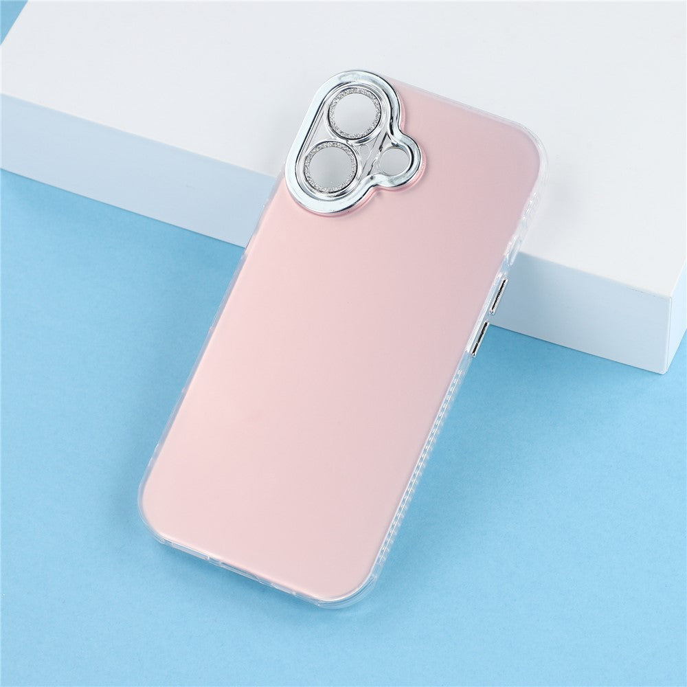 For iPhone 16 Plus Case PC + TPU IMD Phone Cover with Electroplated Camera Frame