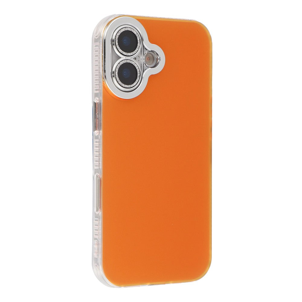 For iPhone 16 Plus Case PC + TPU IMD Phone Cover with Electroplated Camera Frame