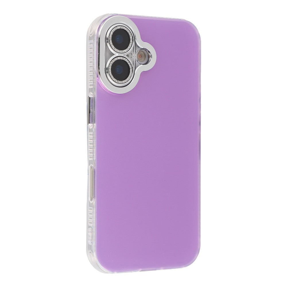 For iPhone 16 Plus Case PC + TPU IMD Phone Cover with Electroplated Camera Frame