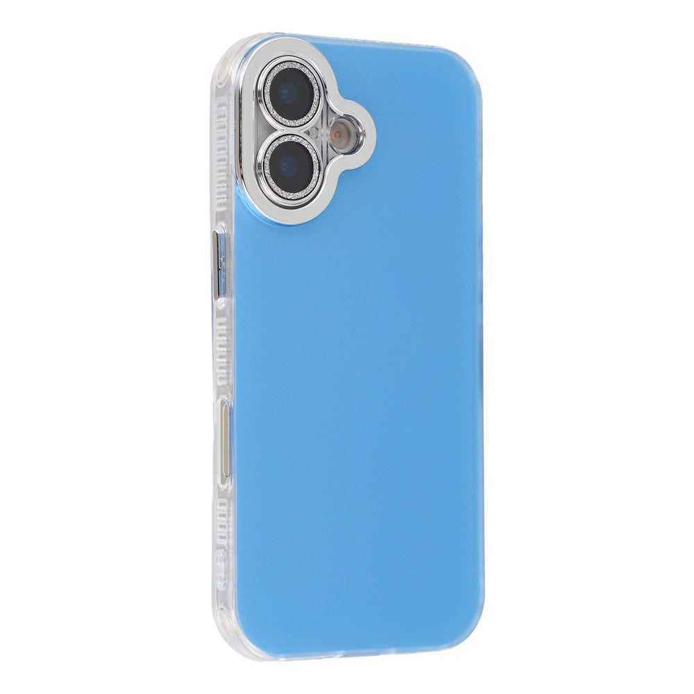 For iPhone 16 Plus Case PC + TPU IMD Phone Cover with Electroplated Camera Frame