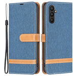 Til Samsung Galaxy A34 5G cover i jeansstofstruktur læderpung mobilcover med stander