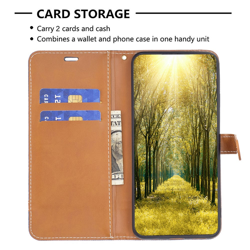 Til Samsung Galaxy A34 5G cover i jeansstofstruktur læderpung mobilcover med stander