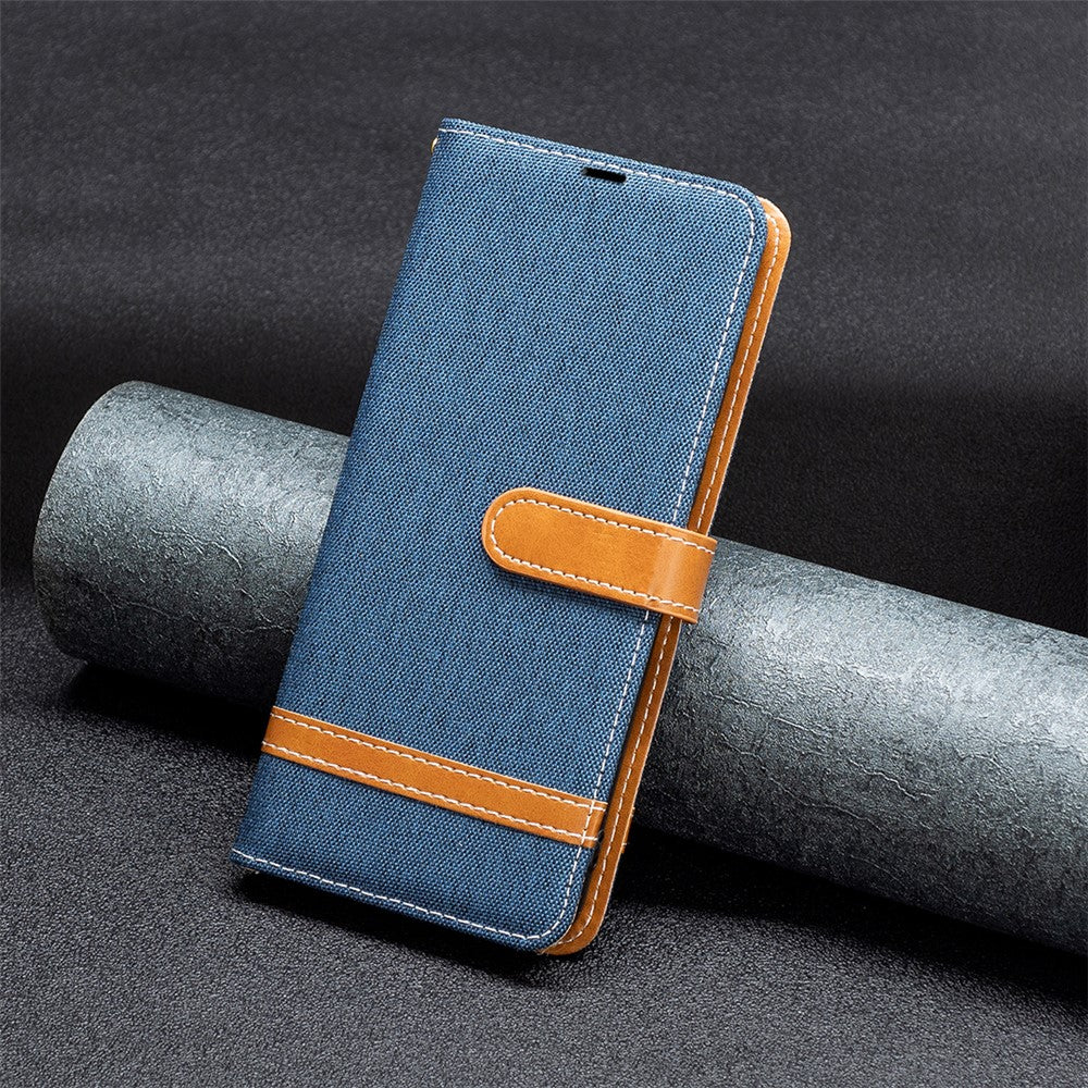 Til Samsung Galaxy A34 5G cover i jeansstofstruktur læderpung mobilcover med stander