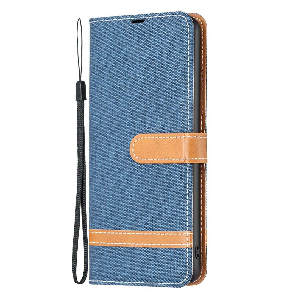 Til Samsung Galaxy A34 5G cover i jeansstofstruktur læderpung mobilcover med stander