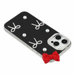 Til iPhone 16 Pro Cover Perle Sløjfe Indretning PC + TPU IMD Telefoncover med Rhinestone Kameraring