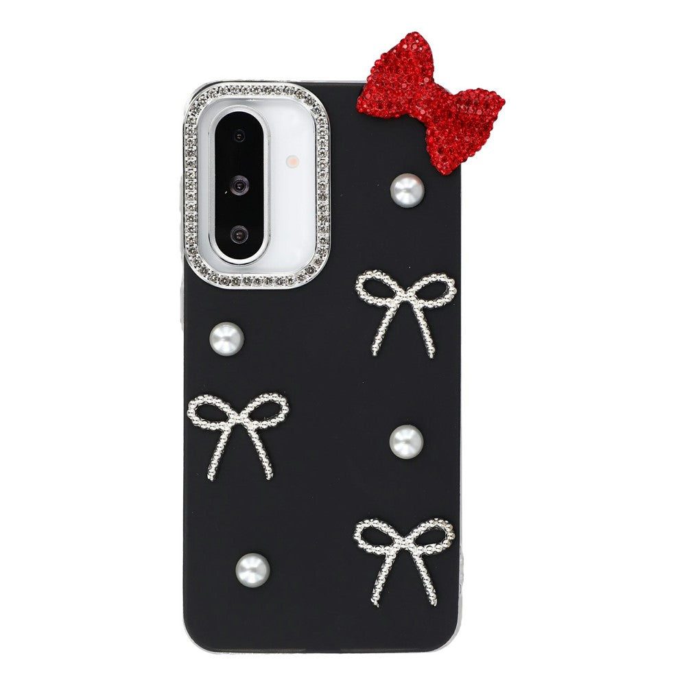 Til Samsung Galaxy S26 FE Cover Perle Sløjfe Indretning PC + TPU IMD Telefoncover med Rhinestone Kameraring
