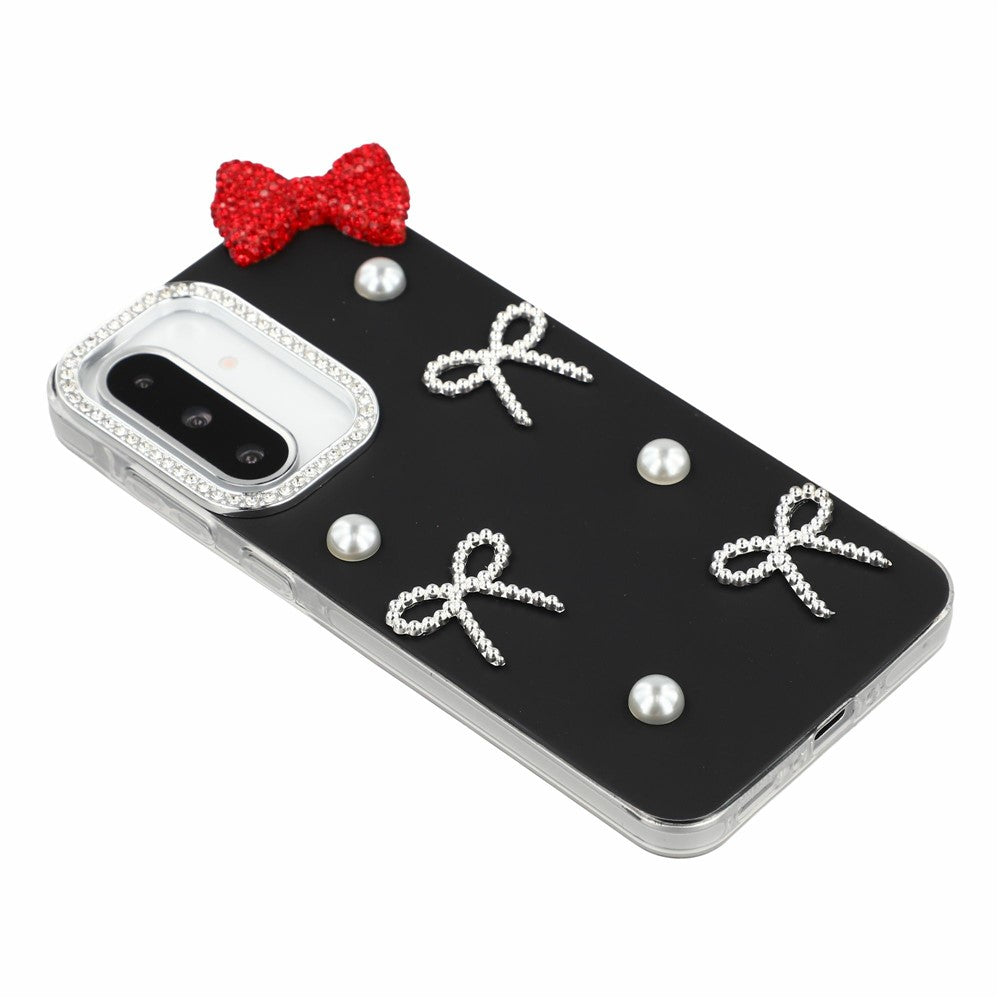 Til Samsung Galaxy S26 FE Cover Perle Sløjfe Indretning PC + TPU IMD Telefoncover med Rhinestone Kameraring
