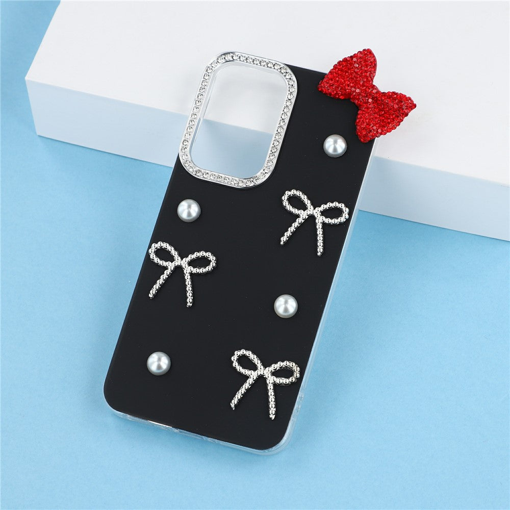 Til Samsung Galaxy S26 FE Cover Perle Sløjfe Indretning PC + TPU IMD Telefoncover med Rhinestone Kameraring