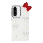 Til Samsung Galaxy S26 FE Cover Perle Sløjfe Indretning PC + TPU IMD Telefoncover med Rhinestone Kameraring