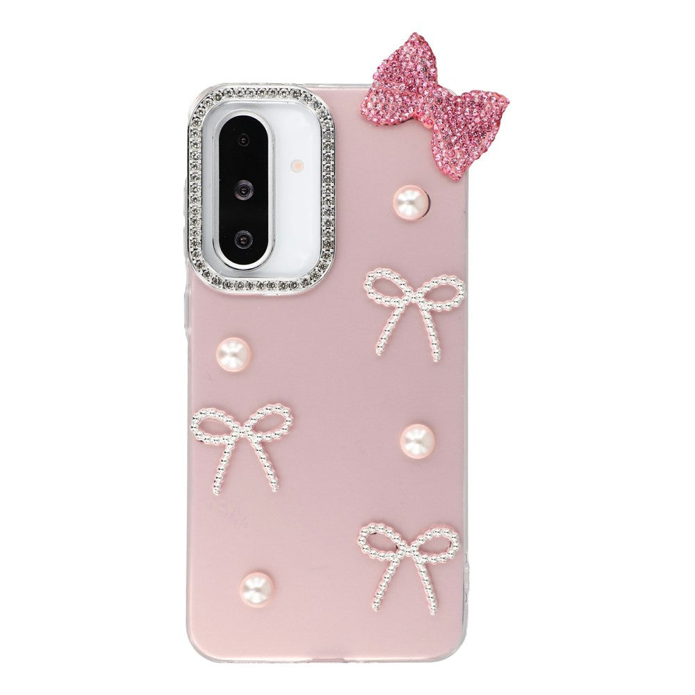 Til Samsung Galaxy A36 5G Etui Perle Sløjfe Indretning PC + TPU IMD Telefon Cover med Rhinestone Kameraring