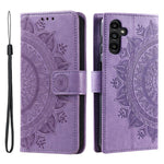 Til Samsung Galaxy A34 5G præget Mandala Blomst PU Læder Stødsikkert Pung Etui Magnetisk Lukning Flip Stativ Telefon Cover med Rem