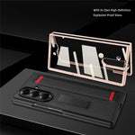 Til Samsung Galaxy Z Fold8 Ultra Cover med Skjult Støttefod, Litchi Tekstur Læder Beskyttelsescover med Hærdet Glasfilm