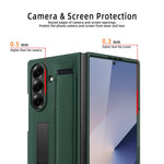 Til Samsung Galaxy Z Fold8 Ultra Cover med Skjult Støttefod, Litchi Tekstur Læder Beskyttelsescover med Hærdet Glasfilm