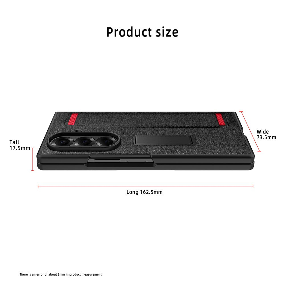 Til Samsung Galaxy Z Fold8 Ultra Cover med Skjult Støttefod, Litchi Tekstur Læder Beskyttelsescover med Hærdet Glasfilm