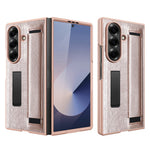 Til Samsung Galaxy Z Fold8 Ultra Cover med Skjult Støttefod, Litchi Tekstur Læder Beskyttelsescover med Hærdet Glasfilm