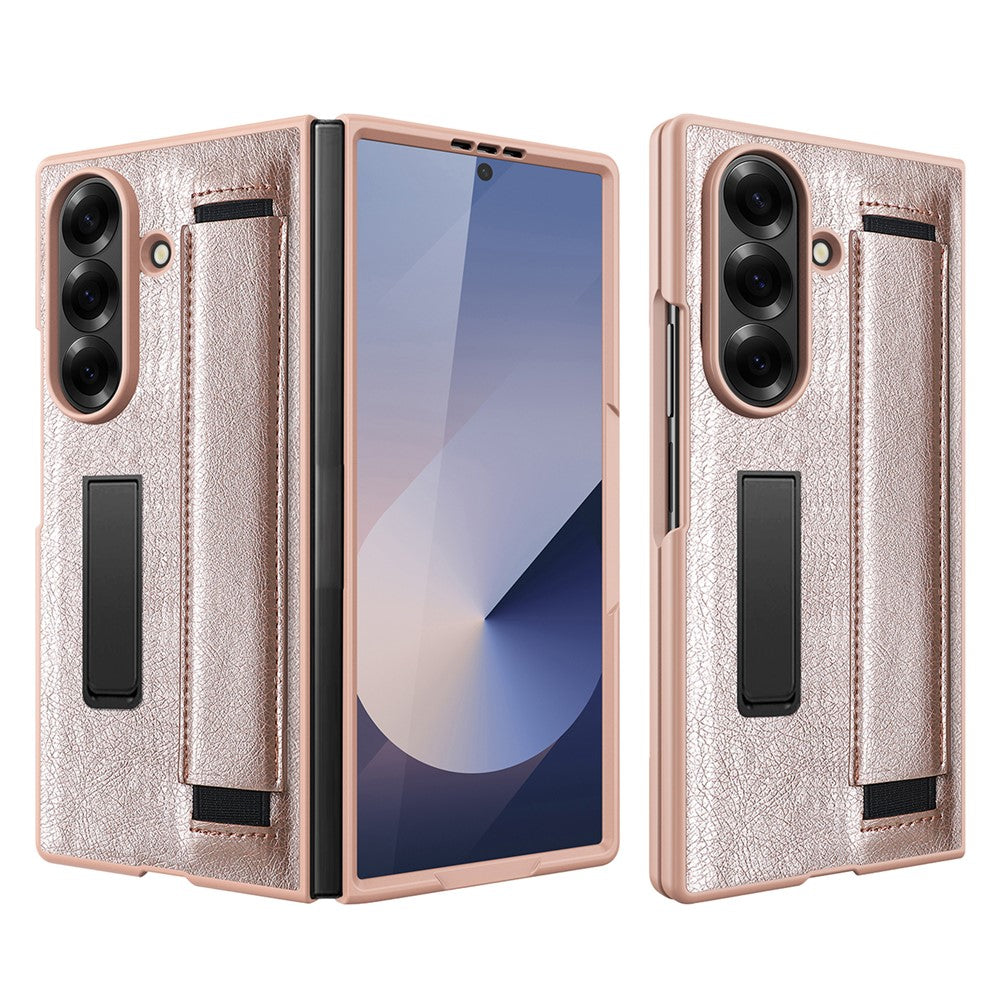 Til Samsung Galaxy Z Fold8 Ultra Cover med Skjult Støttefod, Litchi Tekstur Læder Beskyttelsescover med Hærdet Glasfilm