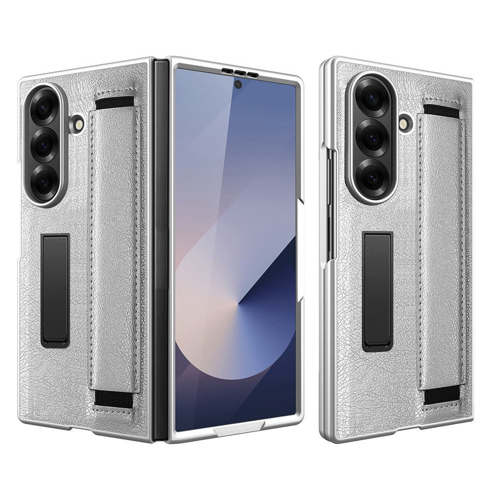 Til Samsung Galaxy Z Fold8 Ultra Cover med Skjult Støttefod, Litchi Tekstur Læder Beskyttelsescover med Hærdet Glasfilm